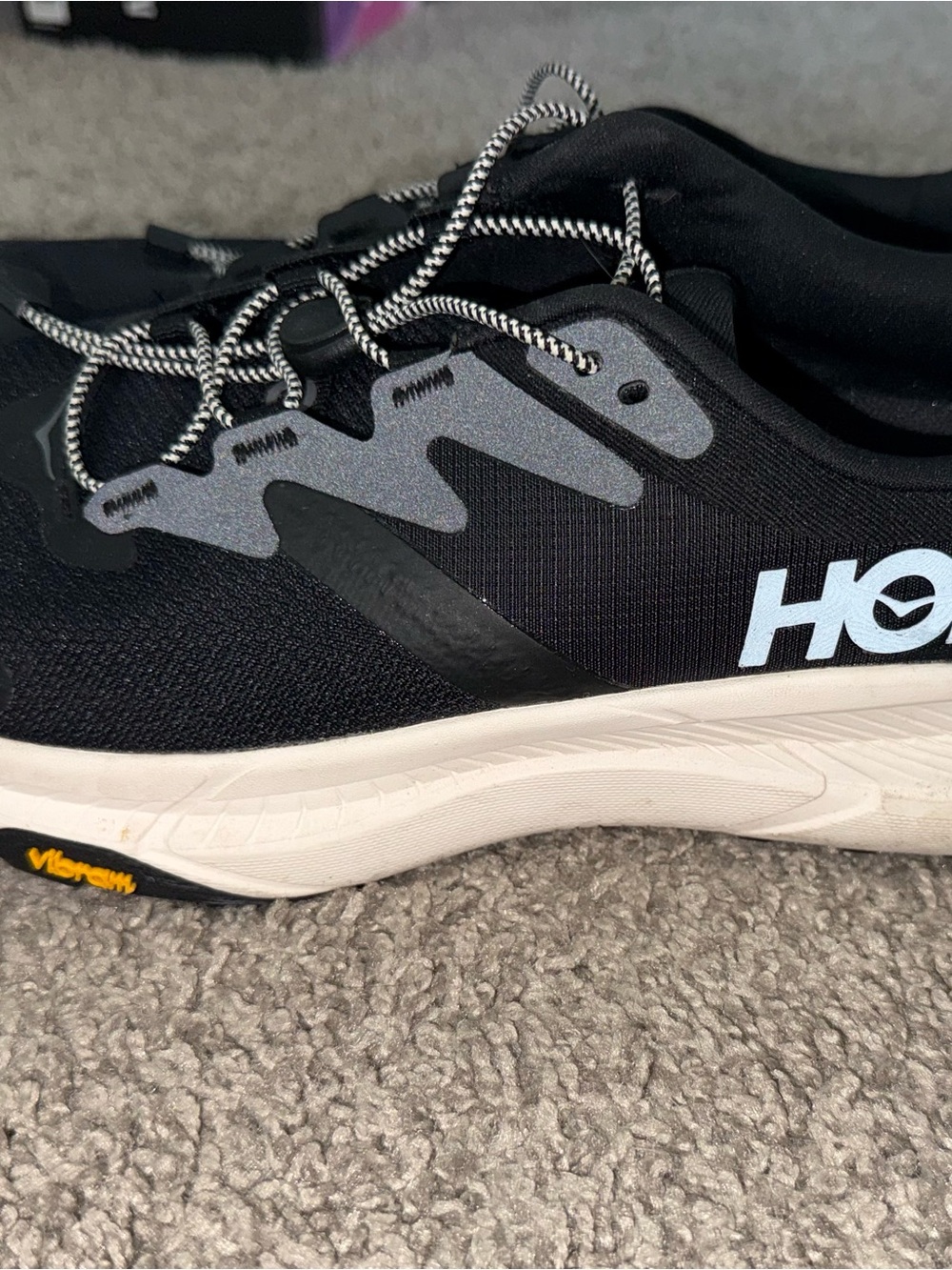 Hoka Black and White Women's Athletic Running Shoes